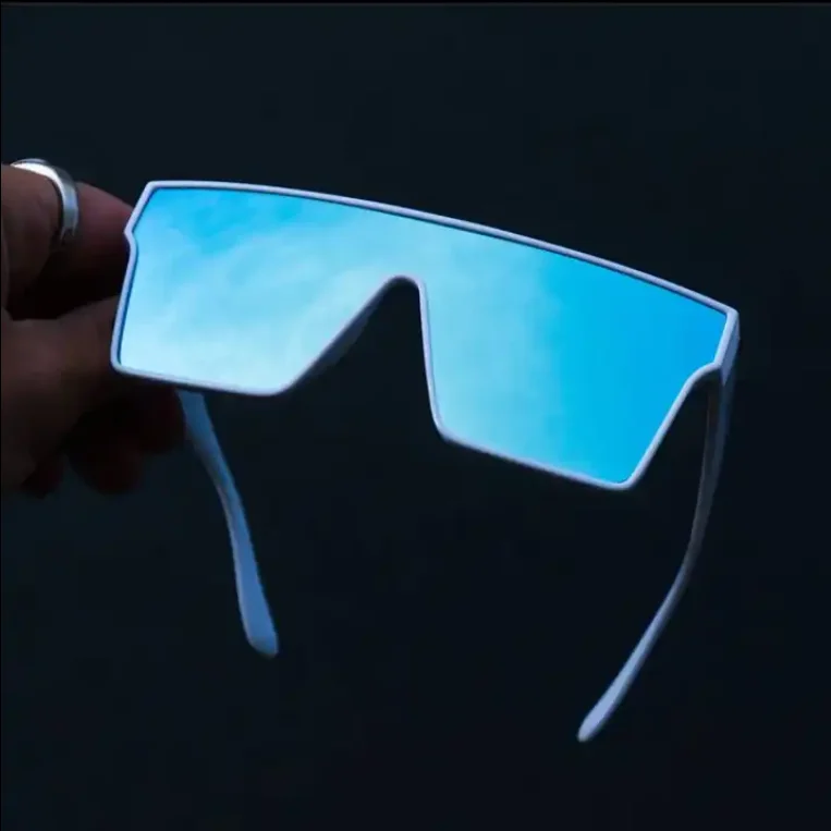 Lmamba 21043  Luxury Big Square Sunglasses Women Brand Designer Retro Mirror Blue Sun Glasses Female Oversized Black Shades 2024