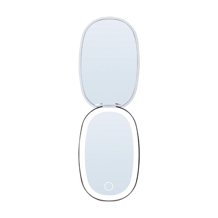 

2021 square magnifying portable pocket led mini with lights makeup mirror, White