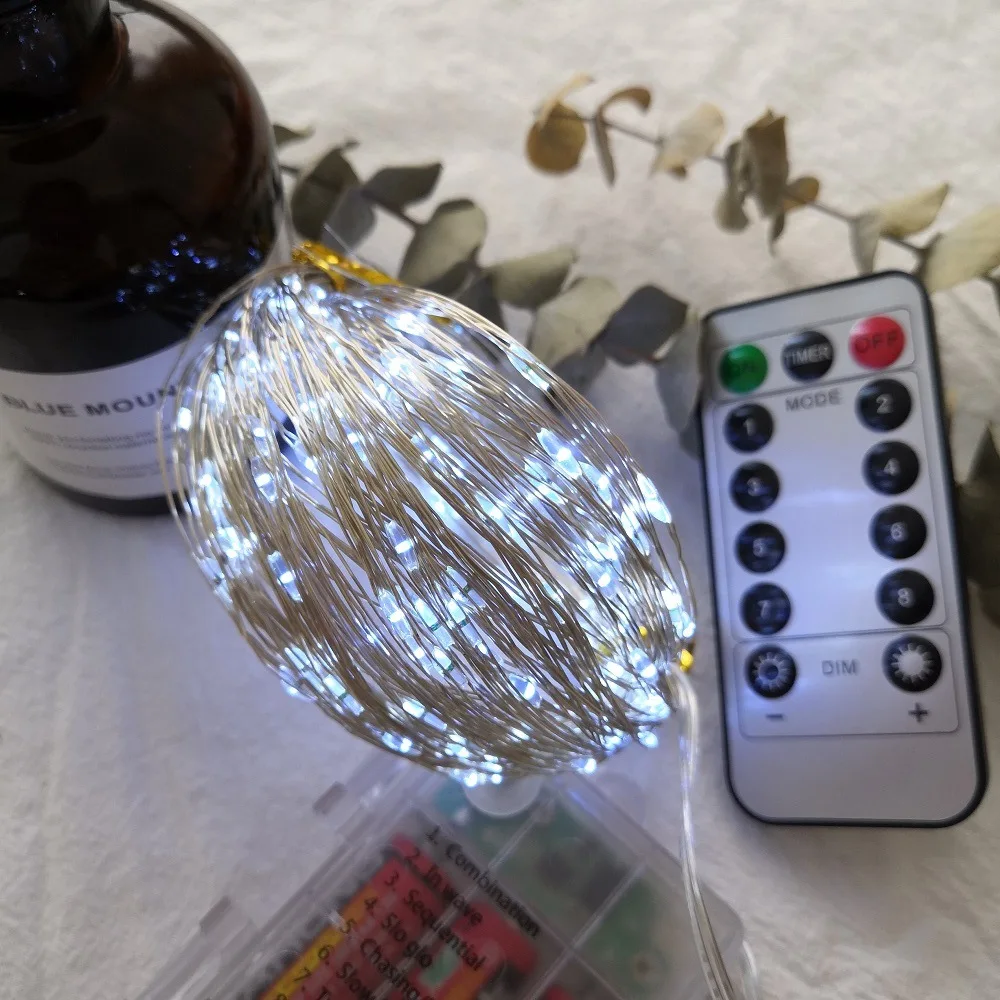 Battery Operated Waterproof Fairy String Lights With Remote Control Timer 8 Modes 33ft Copper