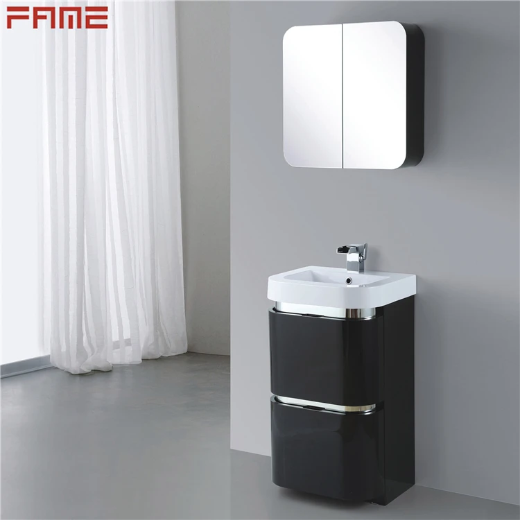 Hangzhou Fame Modern Design Waterproof PVC Small Bathroom Cabinet Vanity with Mirrored Cabinet