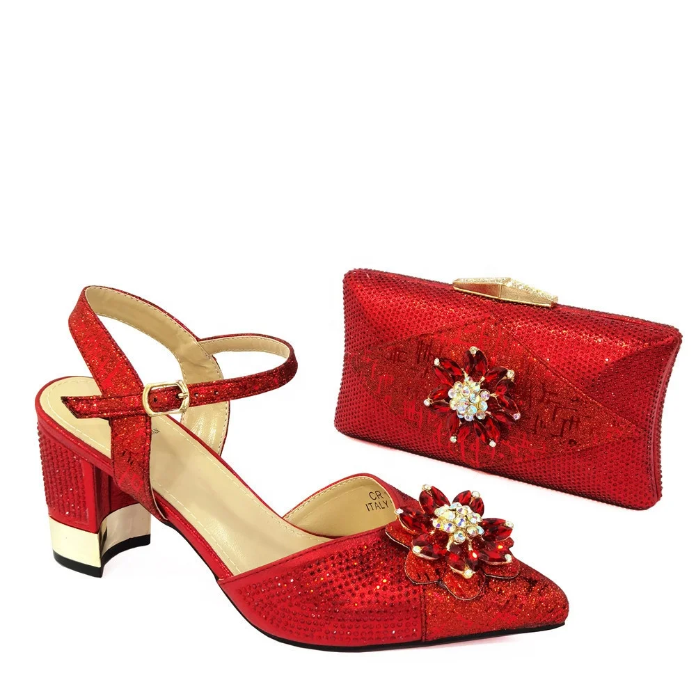 

2022 Fashion Candy Color Clutch Bag Shoe Set Lady Party Hand Bag Women Rhinestone Luxury Shoes and Bags Sets