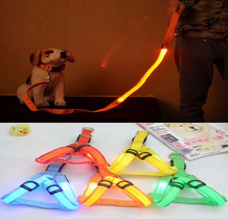 

Battery LED Nylon luminous pet dog harness leash set