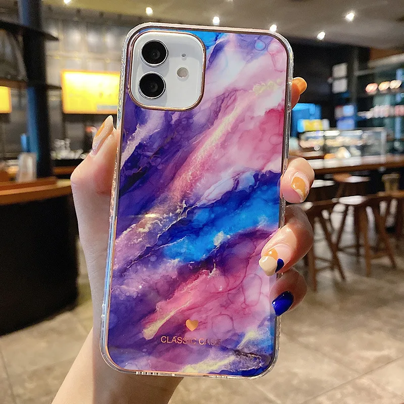 

2021 New Fashion Electroplated Marble Case Custom Printed Imd Protective Tpu Phone 11 Case For Iphoned 12 13 Pro Max, 10 colors