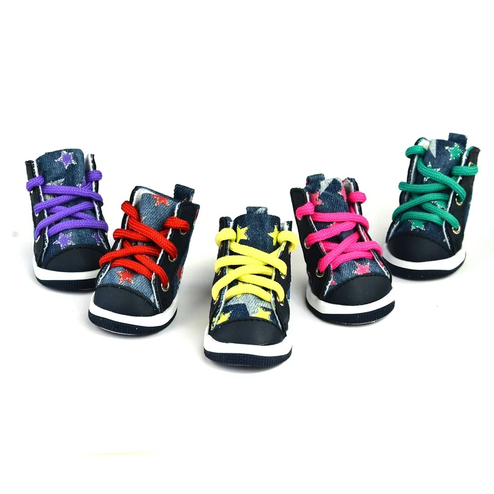 

Wholesale Fashion Pet Dog Shoes Colorful Five Star Printing Waterproof Dog Sneakers