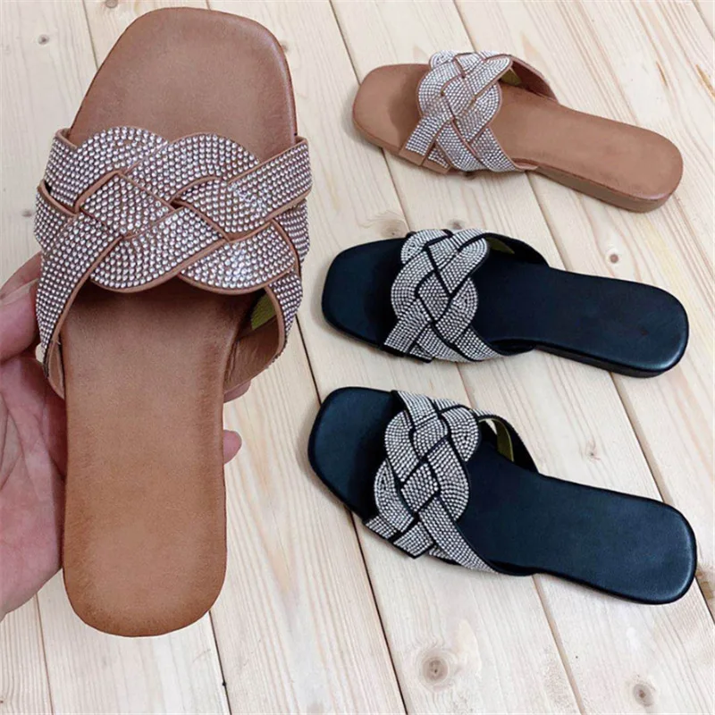 

SL-005 2020 special twist twist wave diamond casual lady slipper sexy portability custom shoes slippers women