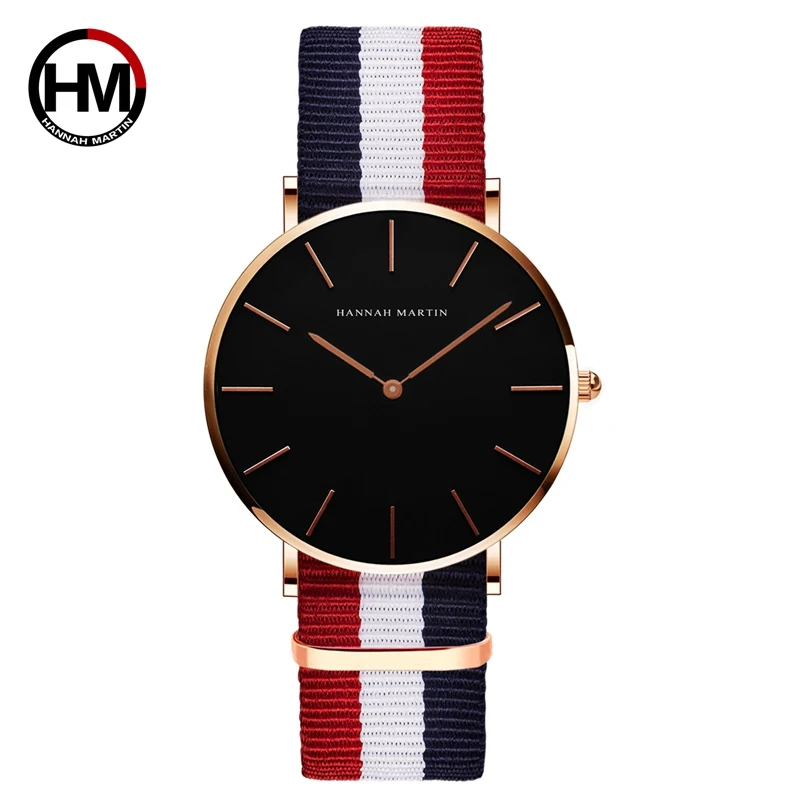 

HM-CH02 New arrival Black Face Simple Design nylon watch with Japan movement