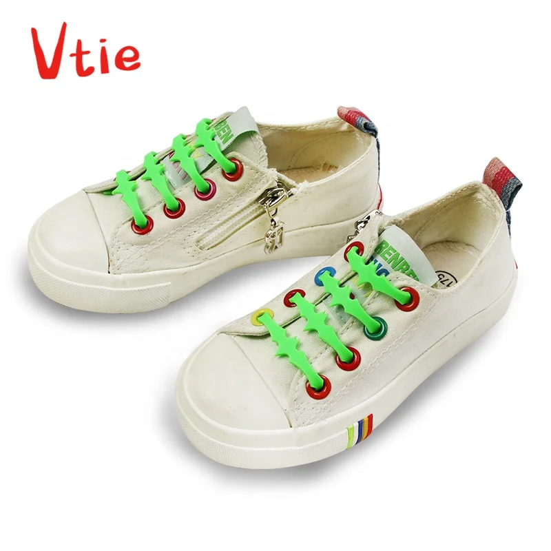 

Wholesale Bat Shape Silicone Colorful No Tie Shoelaces for Kids, 7 colors