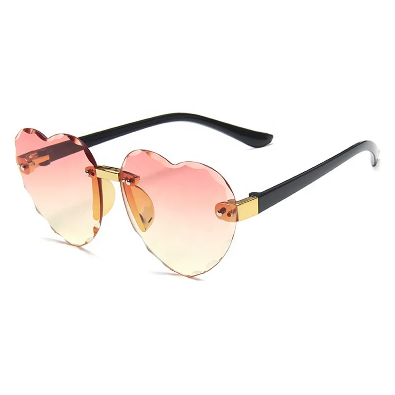 

Children's Cut Edge Love Kids Sunglasses for Girls Frameless Ocean Piece Gradient Color Peach Heart Kids Sunglasses, 7 color