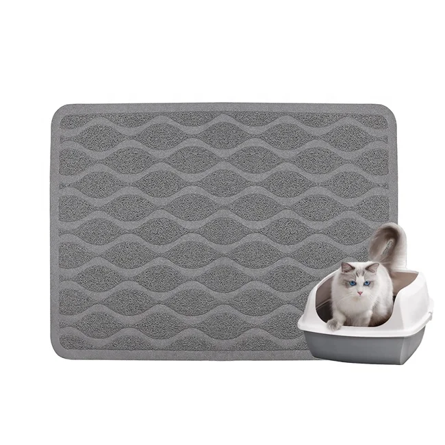 

Soft Pvc Rug Kitty Litter Trapping Mat Litter Scatter Control Anti Slip Waterproof Cat Litter Mat, Grey