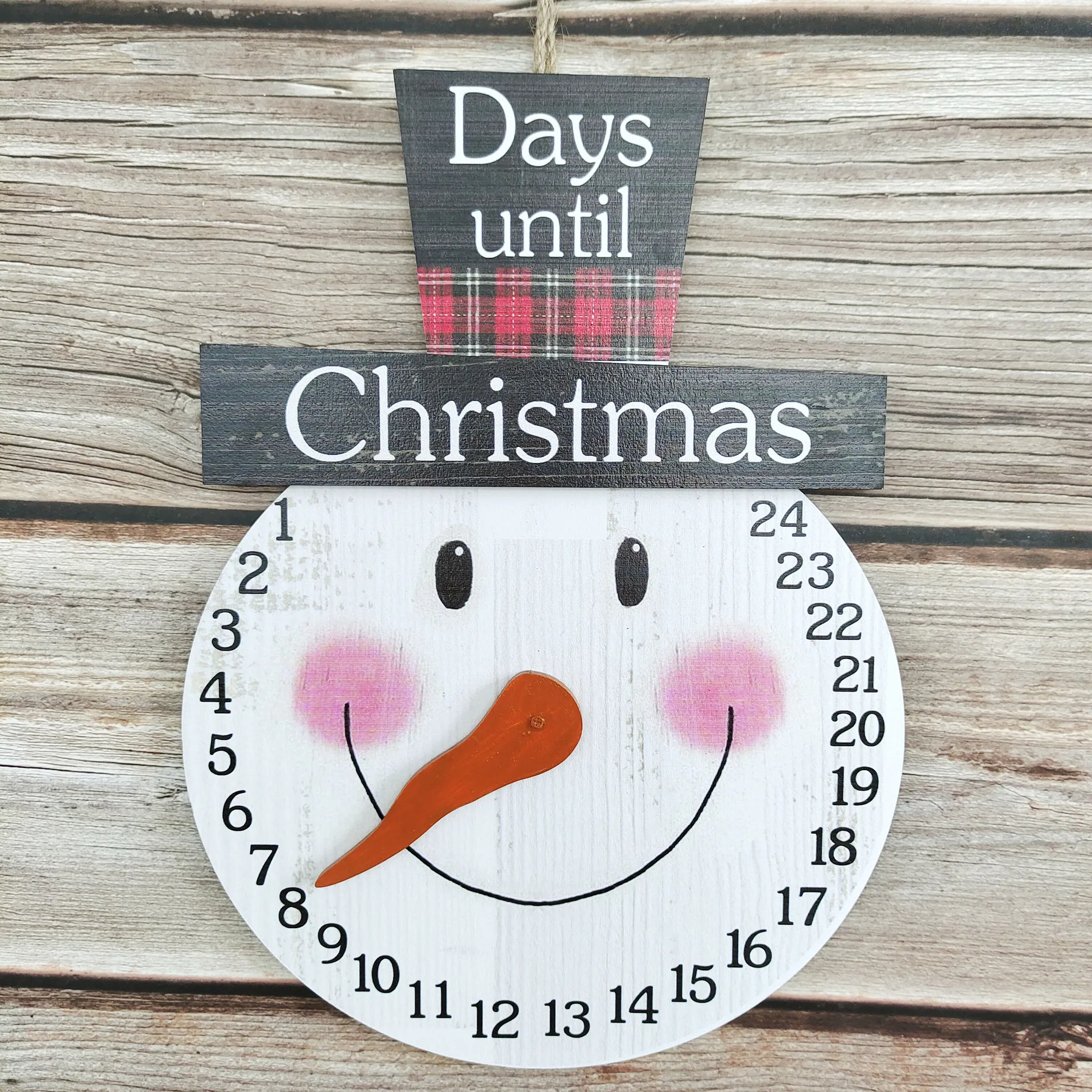 

Santa Clause Snowman Countdown Hanging Advent Calendar, Wooden Wall & Door Decoration - Days Until Christmas Countdown Calendar, As picture or customized