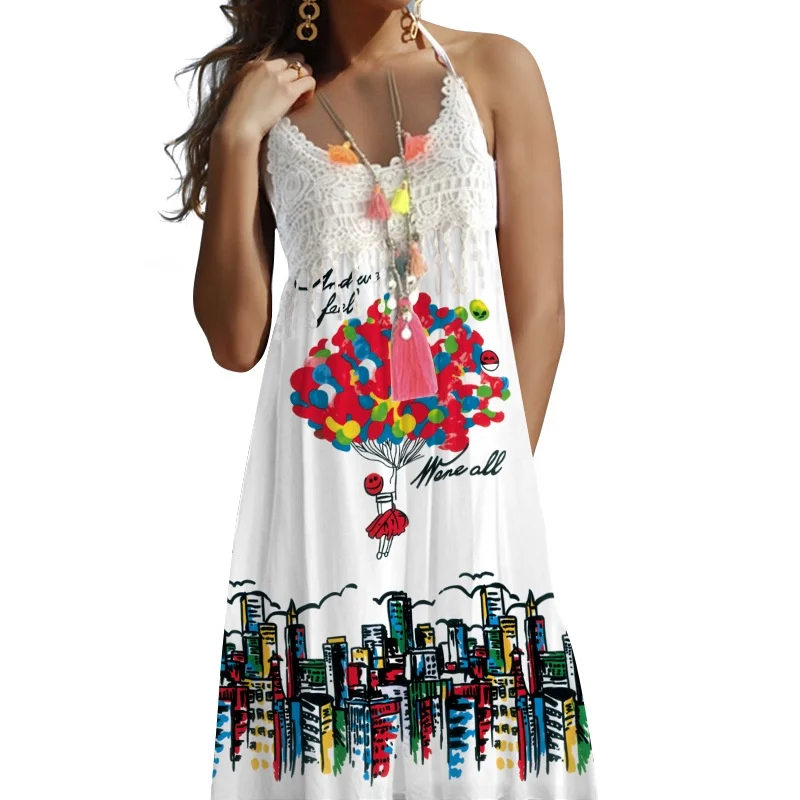 

2022 Hot Selling Dress Summer Elegant Party Cheap Casual Oversized Printing Casual Short Dress Women Slip Dress