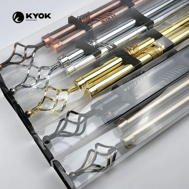 

KYOK Window Luxury Curtain Rods Wholesale ,25/28mm Extendable Curtain Poles Free Standing Twisted Wrought Iron Curtain Rods, Ab/ac/mn/bp/mp/bk or customized