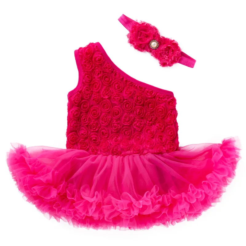 

2022 New Design Sleeveless Rose Applique Net Yarn Baby Girls Petti Dress, 4 colors