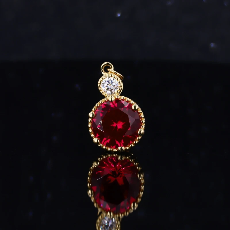 

Wholesale Pendants 18k Yellow Gold Round Shape Corundum Gemstone Pendant