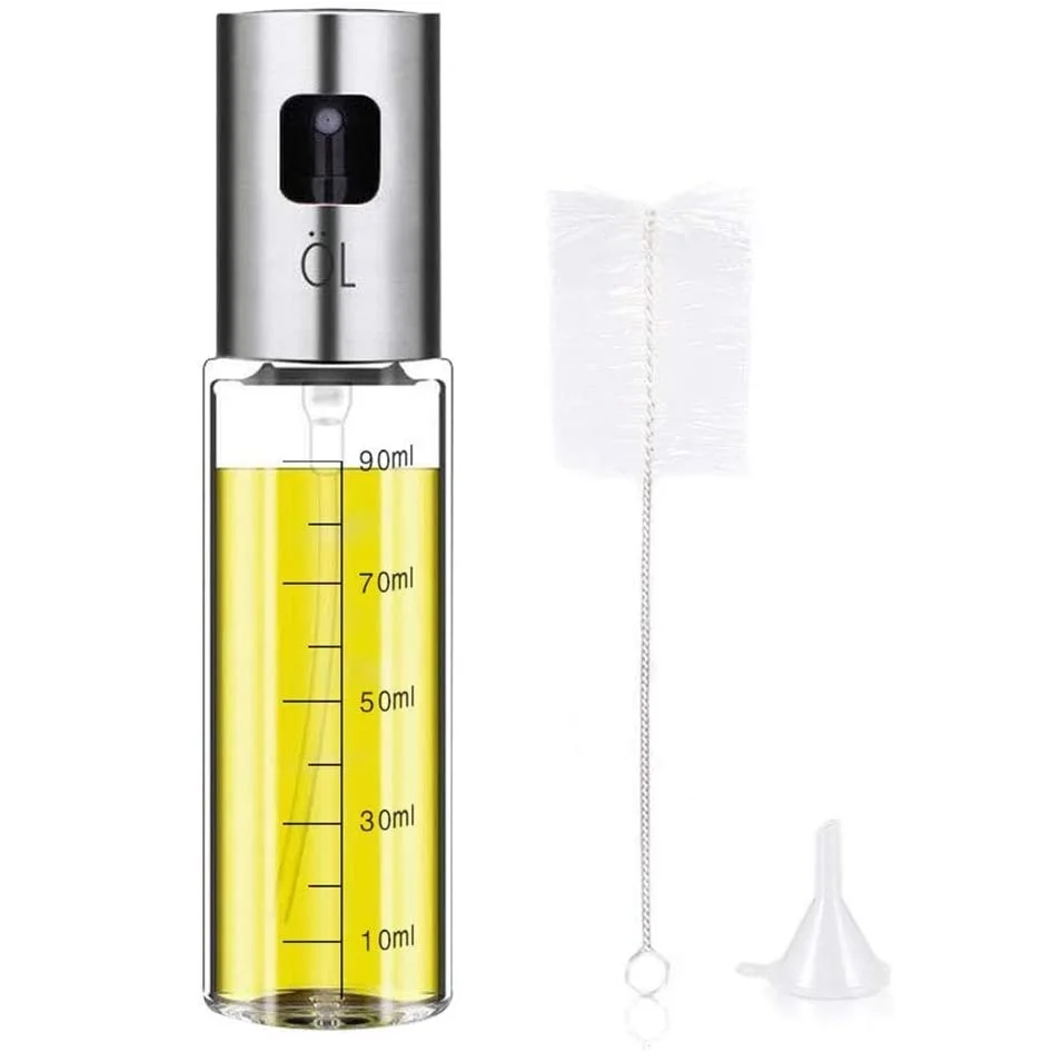 

Olive Oil Sprayer Bottle, Stainless Steel Glass Oil Dispenser for Cooking, BBQ, Salad, Baking, Roasting, Kitchen Tools