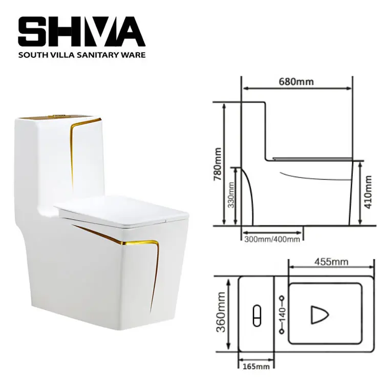 Chinese WC Toilets Ceramic Sanitary Ware S-trap/P-trap Ceramic Floor Mounted One Piece Gold Toilet