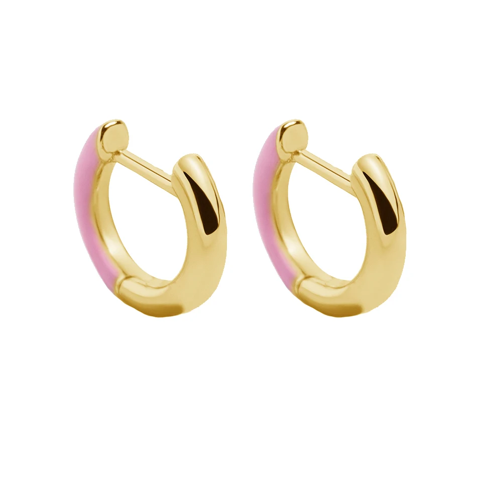 

women fashion jewelry 18k gold vermeil popular minimalist jewelry 925 sterling silver colorful hoop earrings