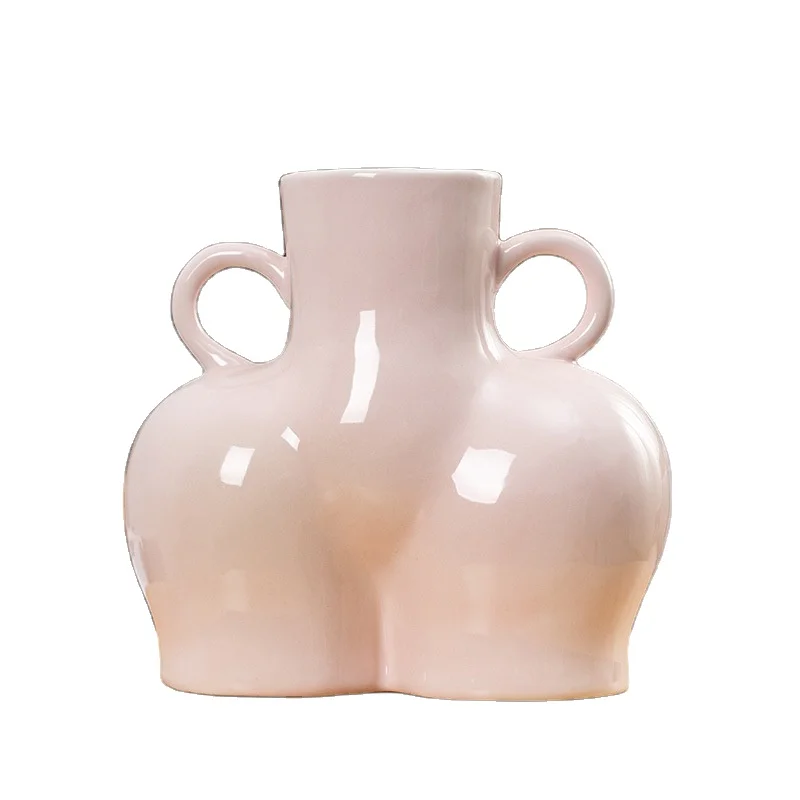 

Butt Bum Porcelain White Home Face Modern Floor Decoration Body Nordic Ceramic Vase, Vase For Home Decoration
