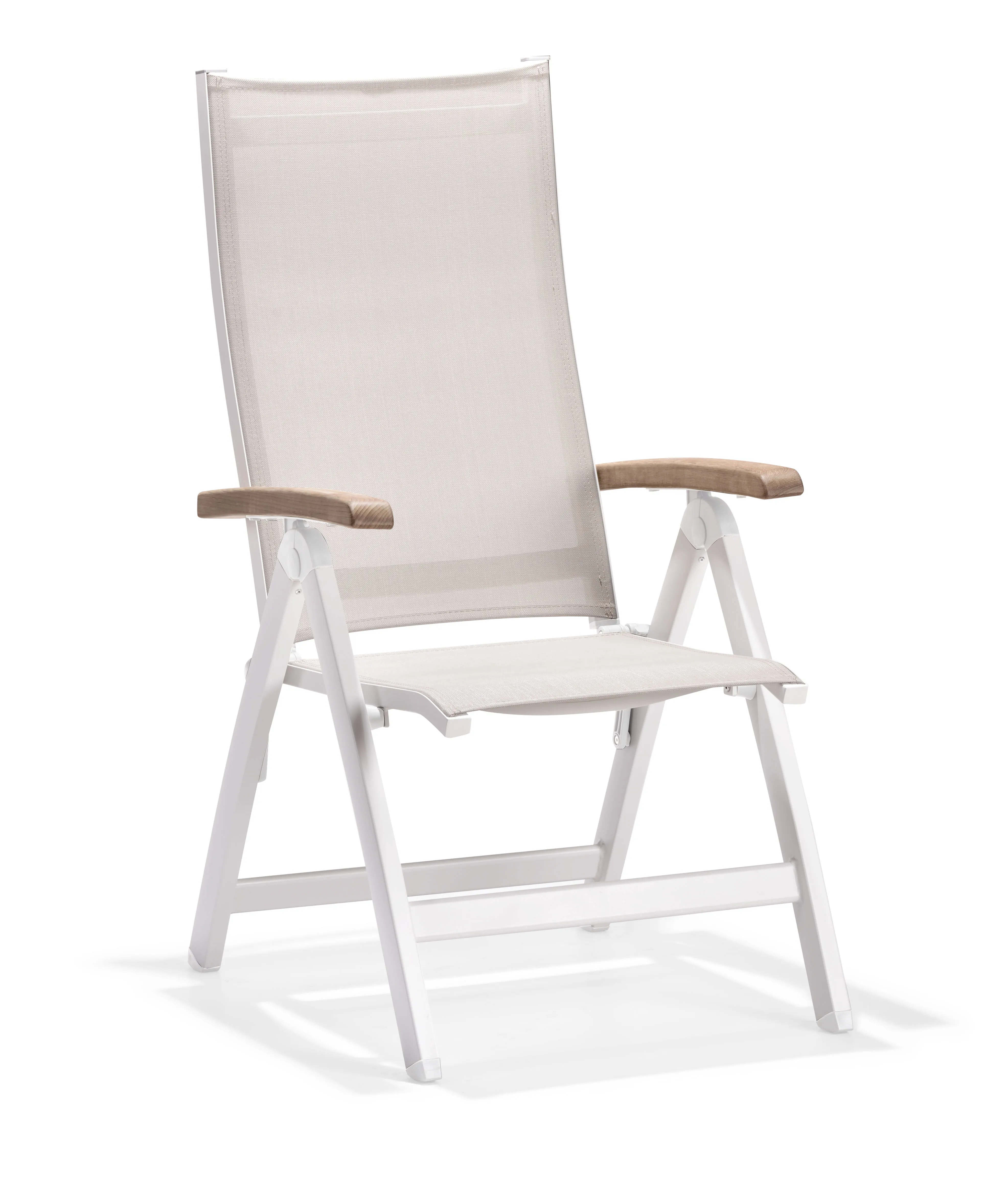 
Comfortable portable garden aluminum high back folding teakwood armrest beach patio chairs 