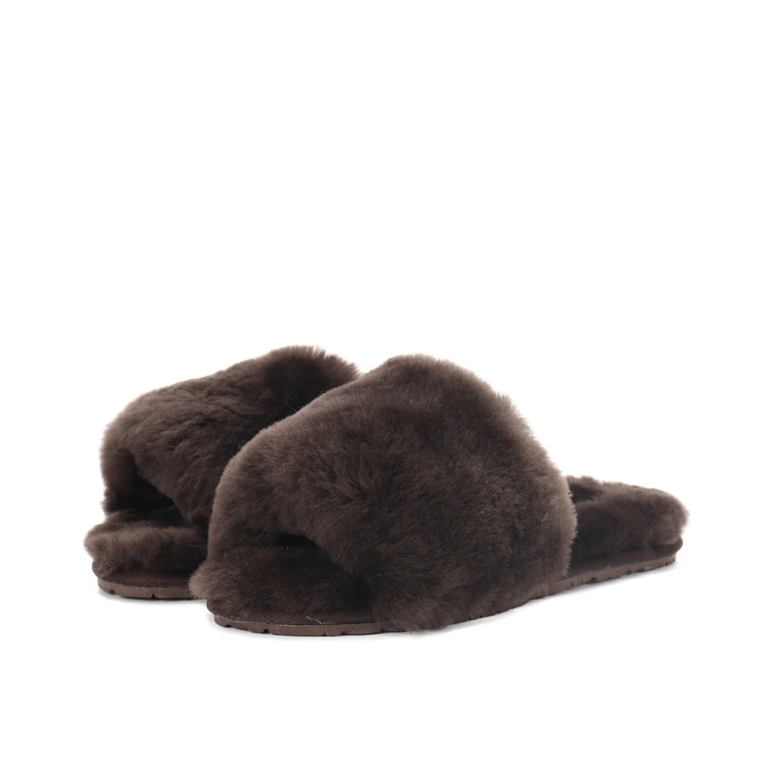 

Flat Female Latest Fashion Large Lamb Sandals for Women Sheepskin Leopard Soft Fluffy Faux Fur Slippers