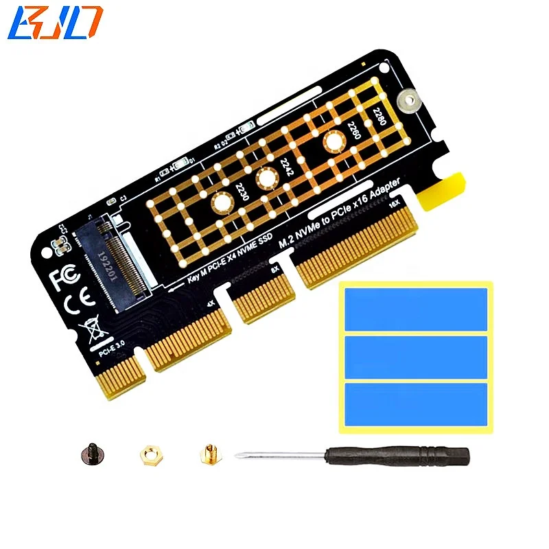 

PCI-E 3.0 X16 to M.2 NVME SSD Adapter Card PCIe 4X 8X 16X to M.2 M key NGFF SSD Riser Card Hot Sale