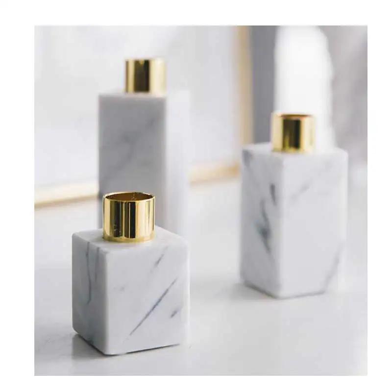 

Bianco carrarra white marble candle holder marble block cylinder marble stand genuine stone crafts sample room decor
