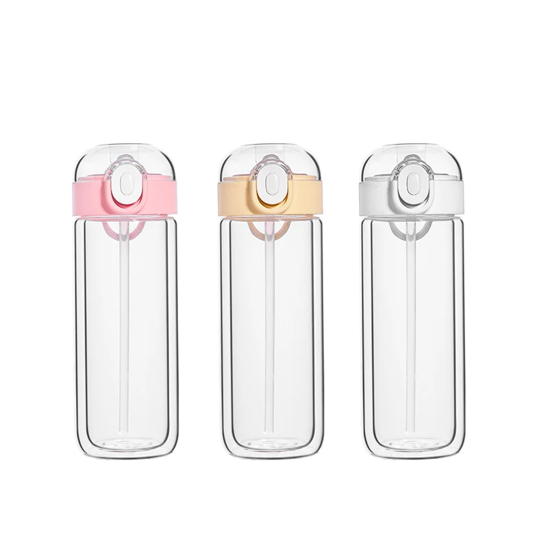 

Large Capacity Wholesale Price Foldable Fixed Handle Borosilicate Glass Water Bottle, Pink/white/yellow