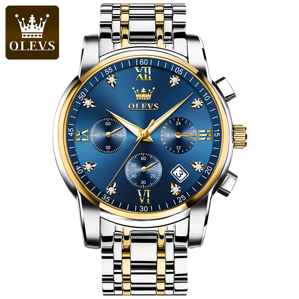 

OLEVS Band Power Reserve Chronograph Relojes Watch Quartz Stainless Steel Luxury Wristwatch Fashion Business Men 2020 Alloy 1pcs, 7colours to choose