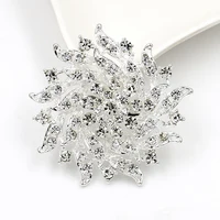 

Wholesales Custom Metal Silver Jewelry Broches Flower Pin brooches Crystal Rhinestone Brooch For Clothing Decoration