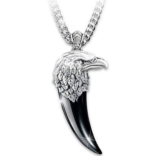

European and American vintage punk eagle head spike engraving men's pendant necklace