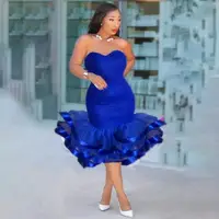 

2020 new hot sale ladies bodycon midi dress strapless off shoulder evening gown fishtail prom dress