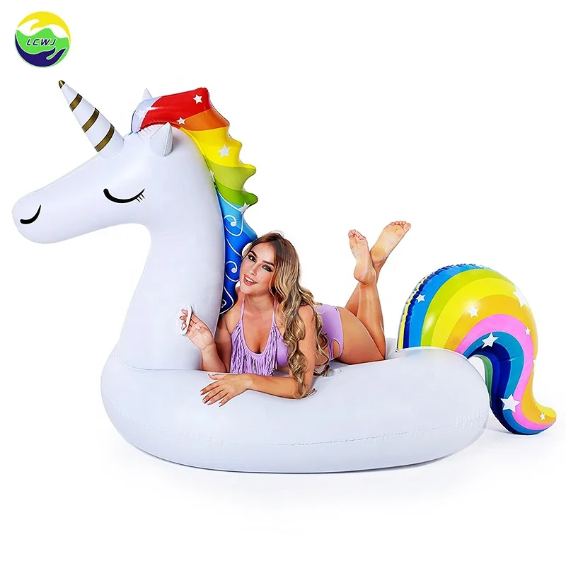 

LC CE Cheap Classic Rainbow Unicorn Hot large inflatable swimming pool floats, White