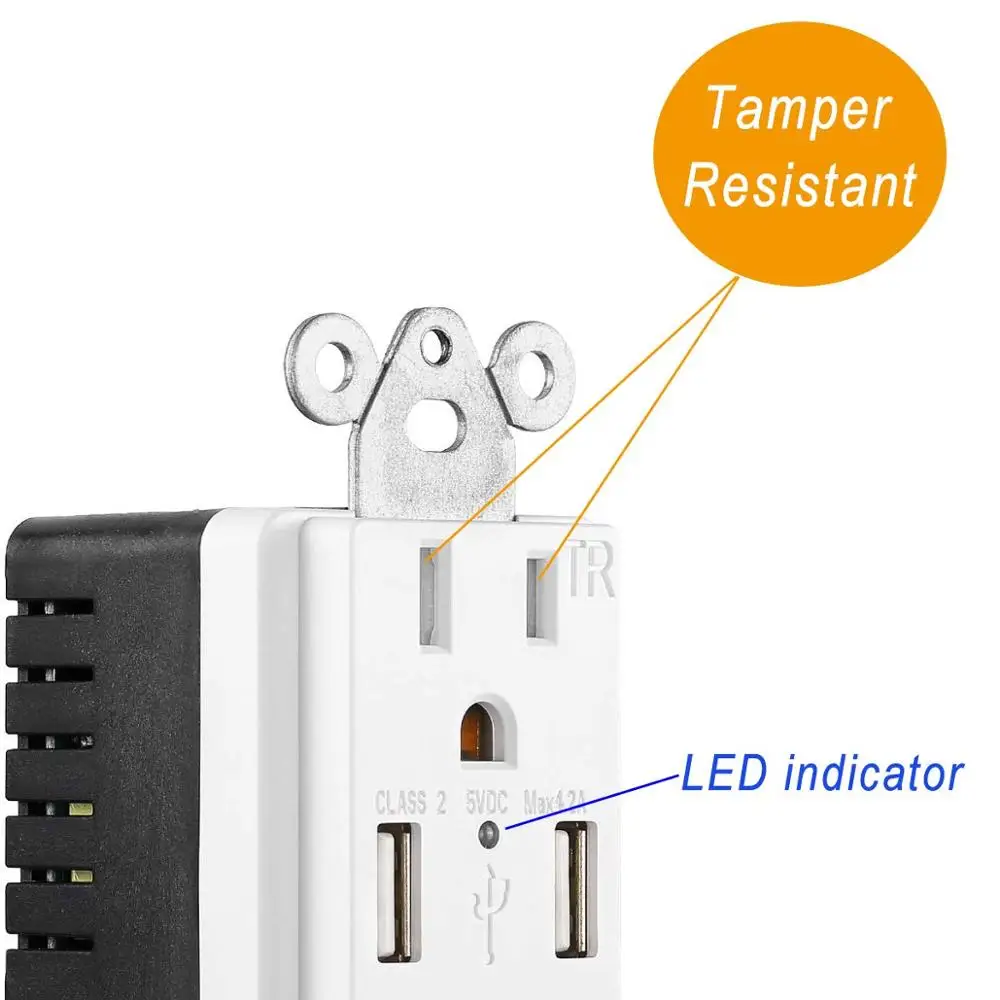 
Free Sample Dual 4.2A Fast Charging USB Wall Socket 