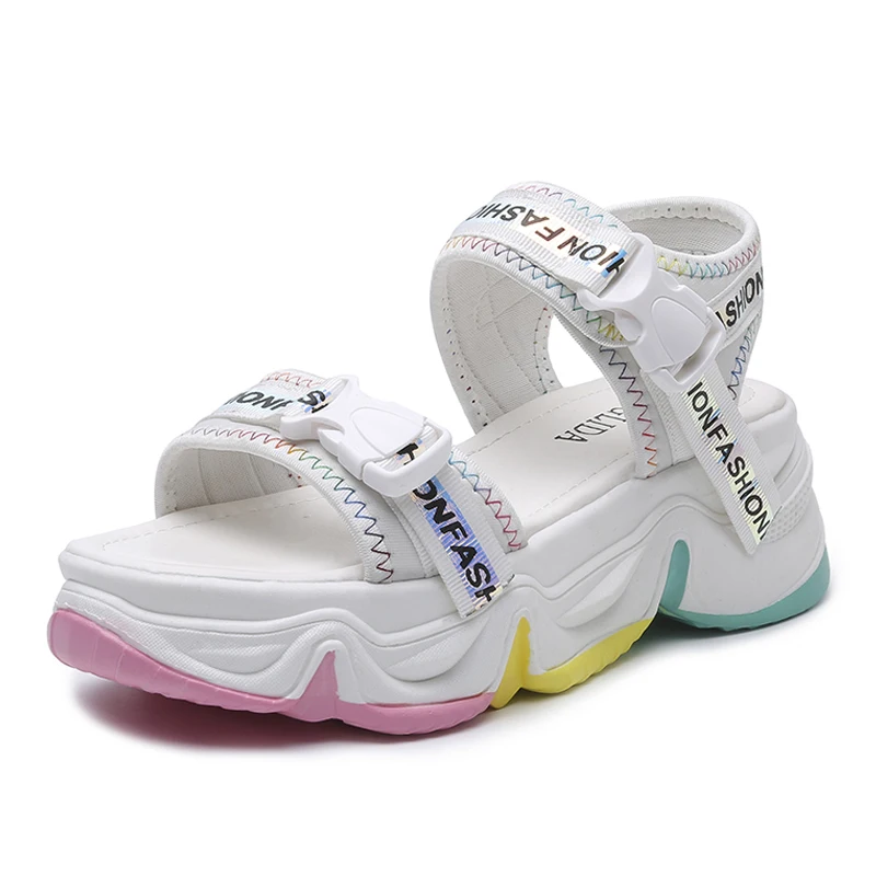 

Women's shoes rainbow bottom sports sandals beach personality muffin bottom sandals