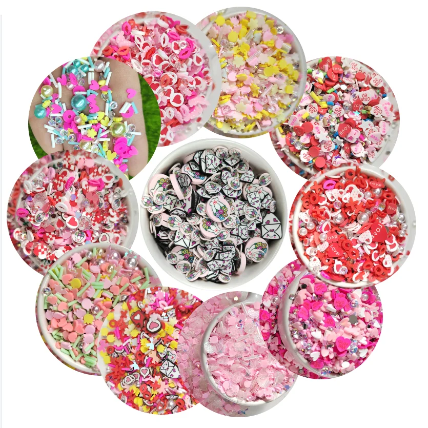 

Valentine's Day Polymer Clay Heart Sprinkles Diy Slime Charms Nail Art Accessories