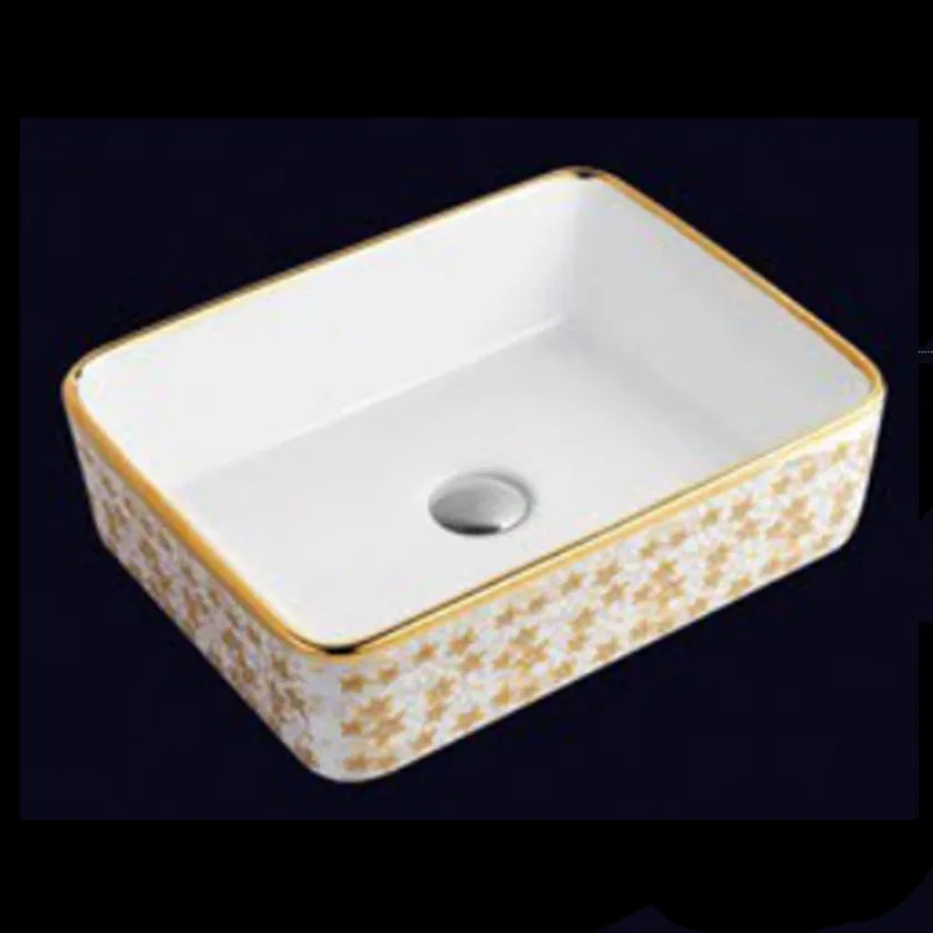China Wholesale Ceramic Hand Wash Golden Basin