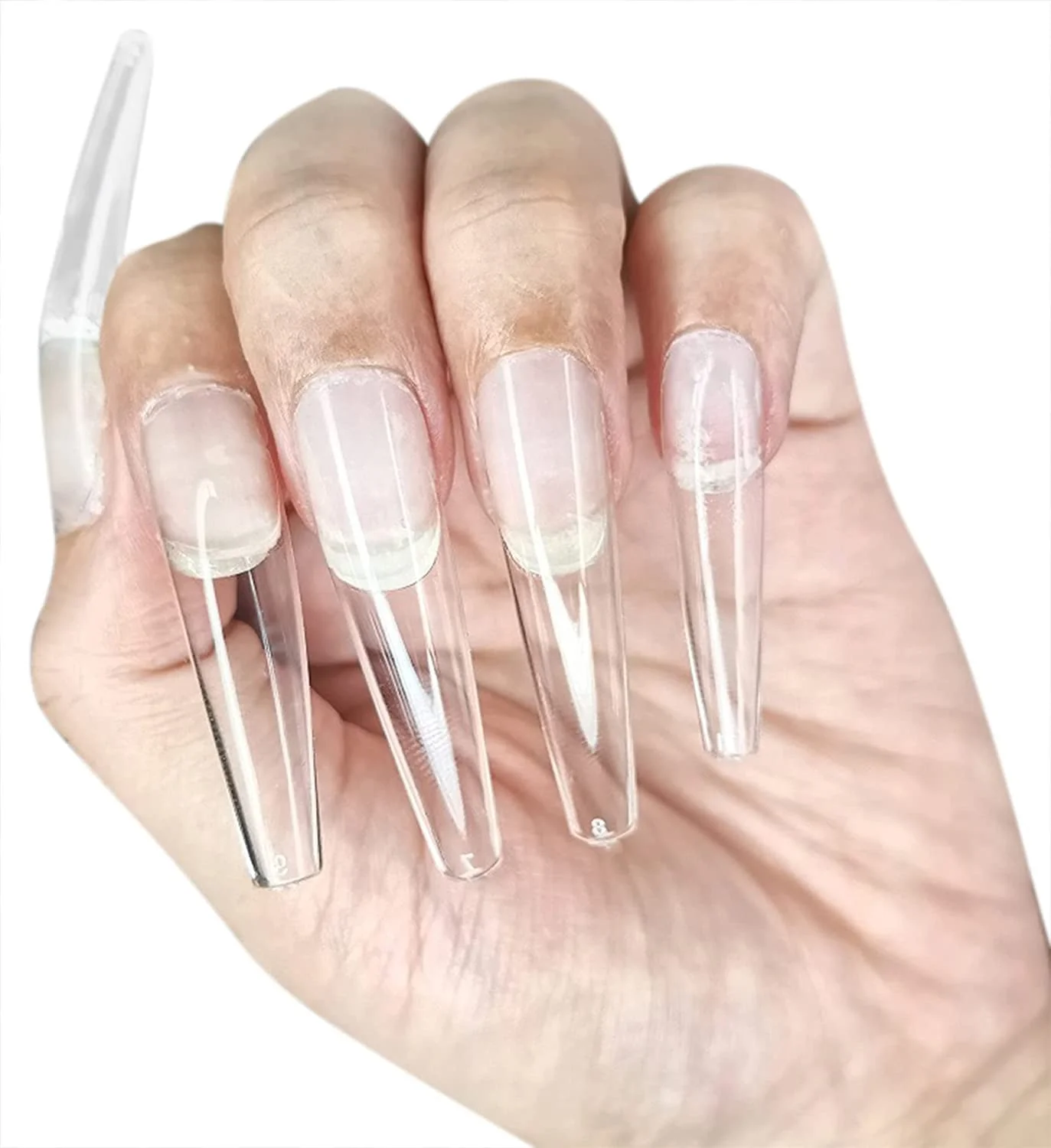 

Soft Gel Clear Extra Long XXL Ballerina False Press on Nails 2021 Full Cover Nail Tips