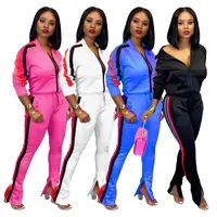 

2020 fashion sport plain two piece set womens sweatsuit tracksuit