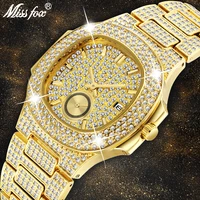 

MISSFOX 44mm Diamond Watch Mens Luxury Brand Patek Nautilus Japan Movt Water Resistant Calendar Chrono Guangzhou Lced Out Watch