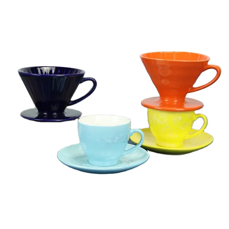 

Custom multicolor embossed porcelain v60 coffee filter ceramic pour over coffee dripper