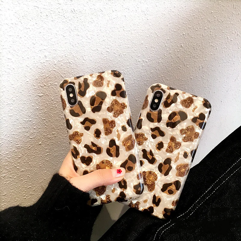 

Gold glitter Leopard spot Phone Case For iPhone 11 11Pro Max X XS Max XR Soft siliconeTPU Cover For iPhone 7 8 6 6s Plus Coque