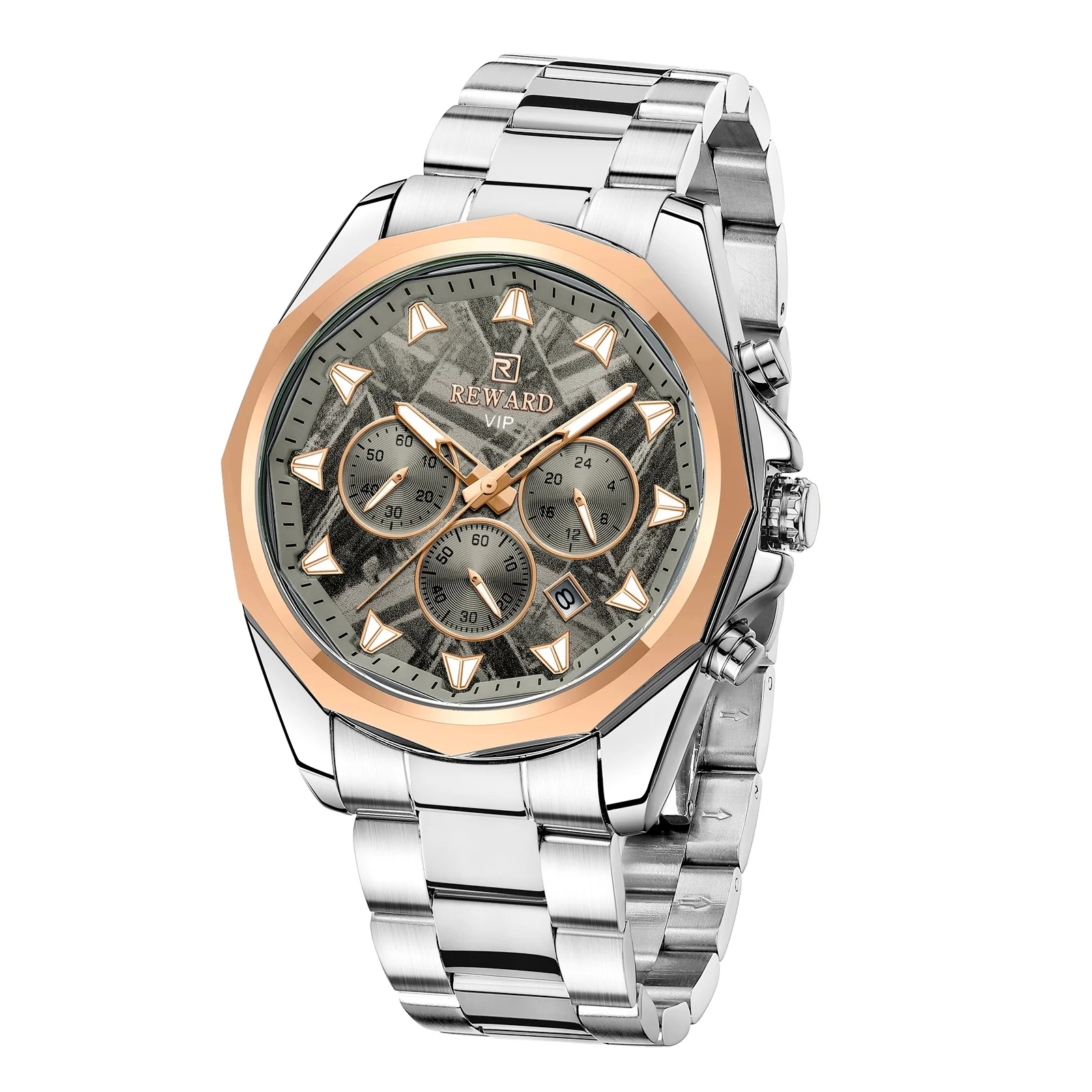 REWARD Fashion Quartz Watches Men Iced Crystal Glass Wholesale Stainless Steel Waterproof Luxury Watch for Men