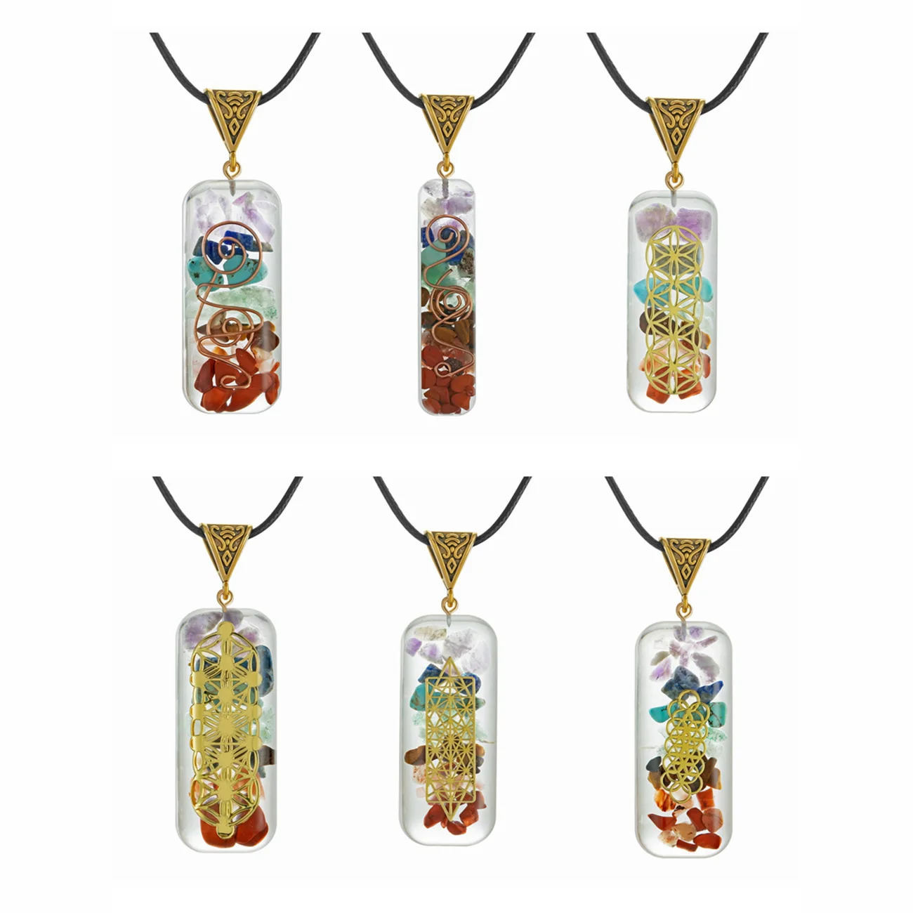 

Healing Energy Crystal Pendant Reiki Healing Orgone Stones Necklace Generator Emotional Body Purification Pendant Adjustable