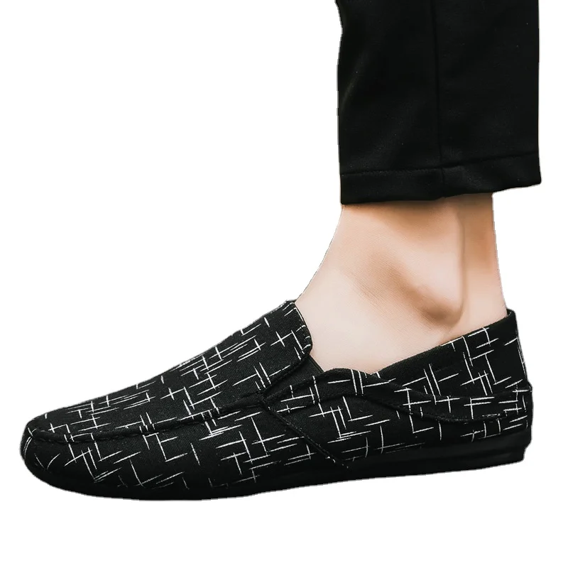 

Men Business Shoes Lightweight Slip on Casual Shoes Driving Loafers, Black/white