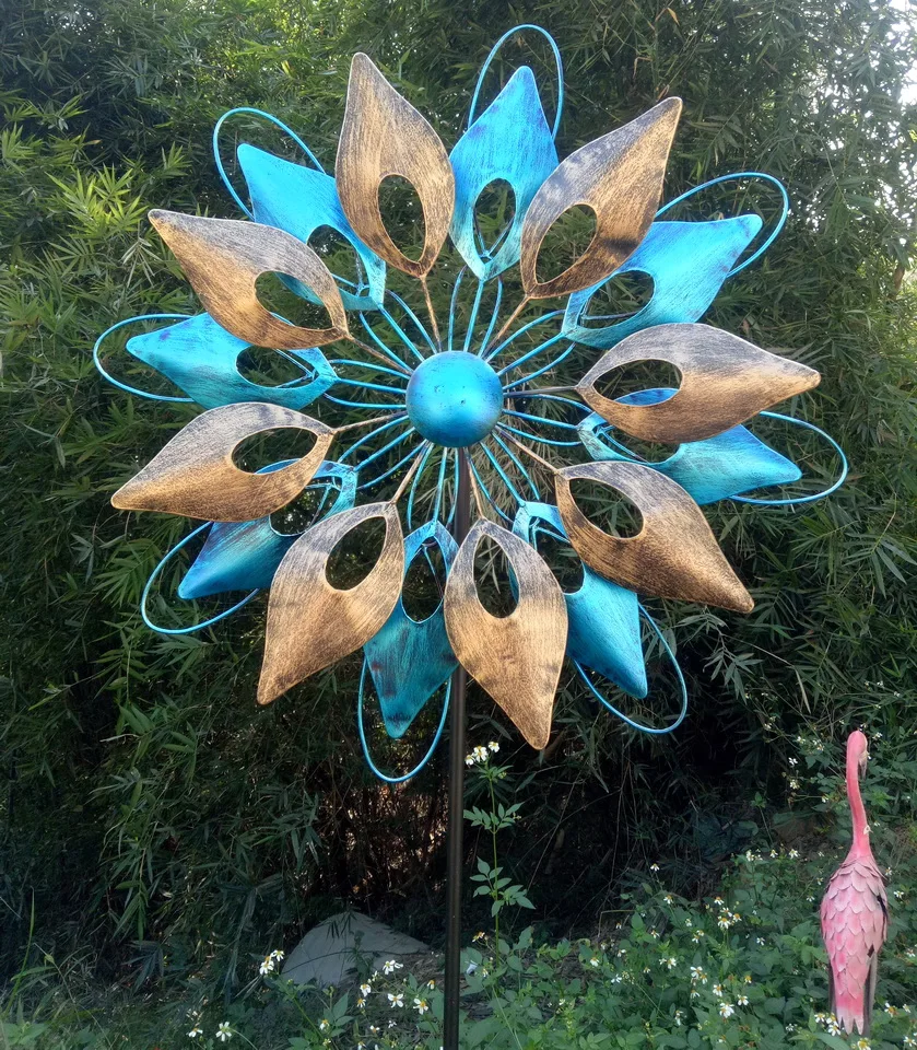 

garden colorful painting stainless steel metal 3d Outdoor Wind Spinners