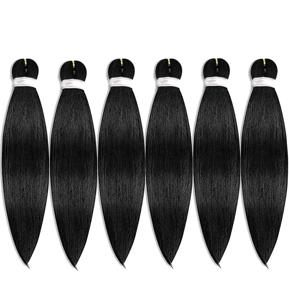 

Black Hair Bundle Yaki Braids Ez Braids Pre-stretched Easy Braid Hair For Black Women Synthetic Fiber Hair