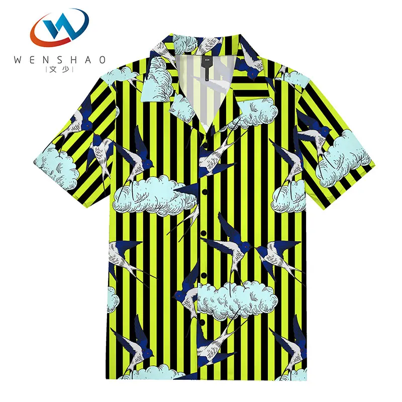 

Cheap price custom swallow cloud vertical pattern printed men shirt, Customized