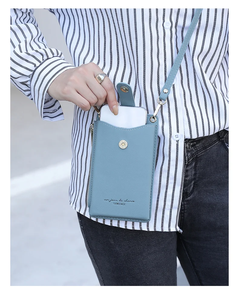 Taomicmic Mobile Phone Bag Pu Leather Shoulder Strap Handbag Women