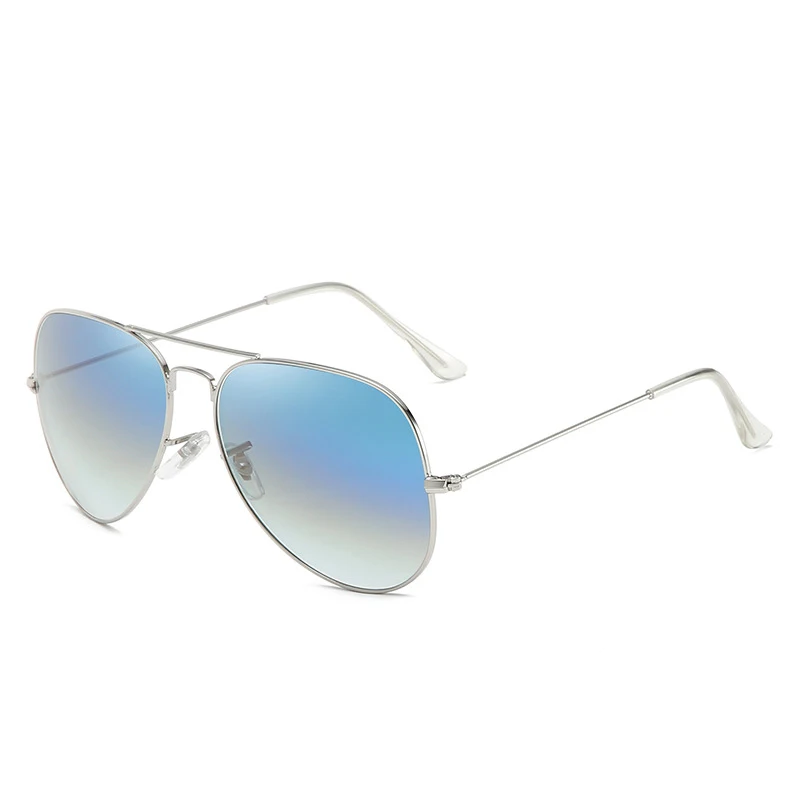 

DCOPTICAL 2021 Gradient Blue Green Color Double Glass Bridge Stainless Steel Thin Frame Full Rim Sun Glasses Pilot Sunglasses