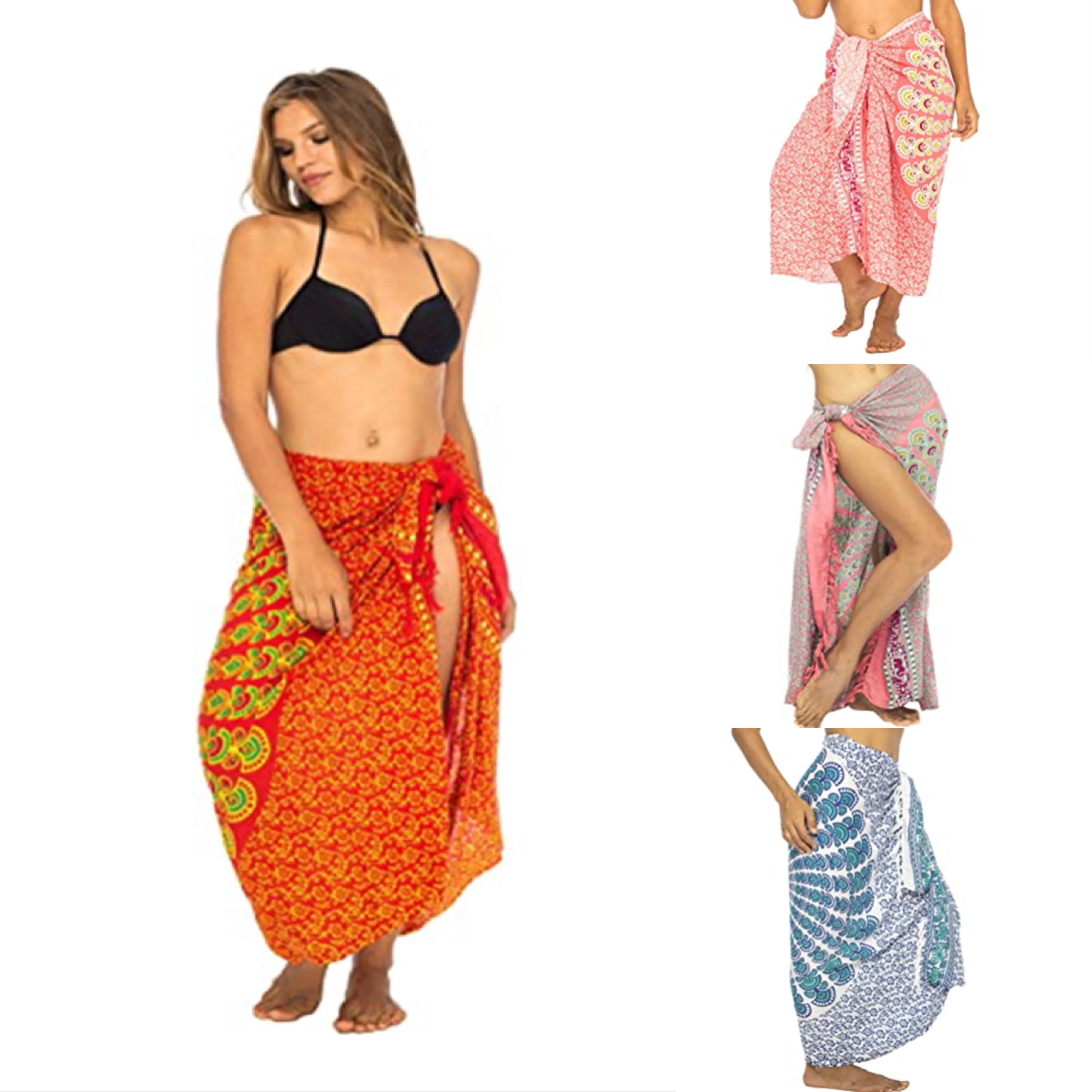 

beach wrap sarong print with big rose fabric beach women beachwear female cover up
